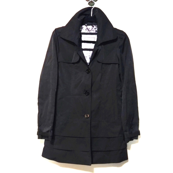 Guess Los Angeles Lightweight Black Trench Coat Size Medium - Picture 1 of 14